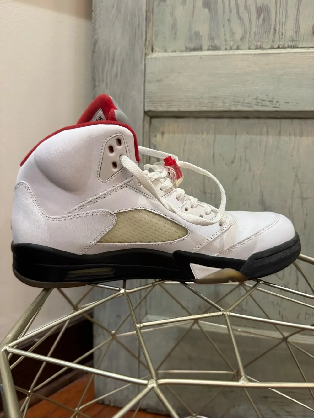 Nike Air Jordan V 5 Retro White Fire Red Black 2020 Silver Tongue Size 11
